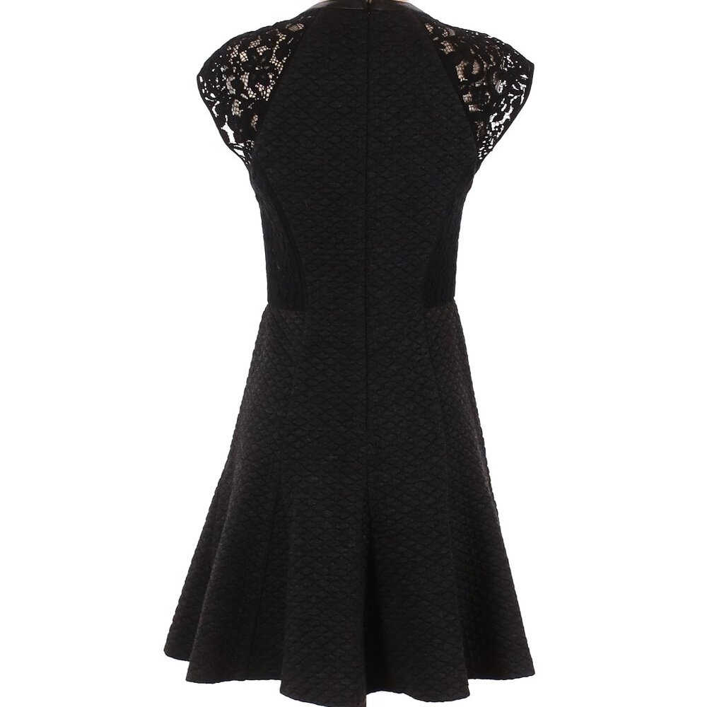 Rebecca Taylor Black Cap-Sleeve, Textured Dress - Picture 7 of 8